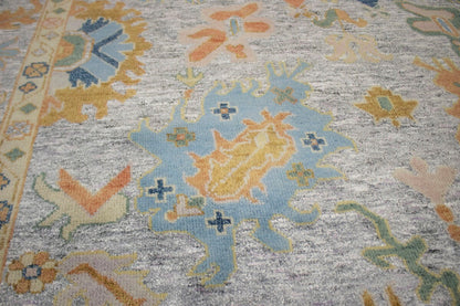 Handmade Oushak Floral Style Rug Colorfast Wool