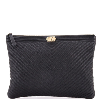 Chanel Boy O Case Clutch Chevron Caviar Medium
