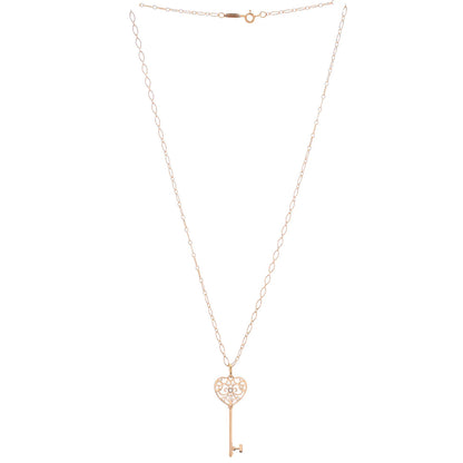 Tiffany & Co. Enchant Heart Key Pendant Necklace 18K Rose Gold With Diamond