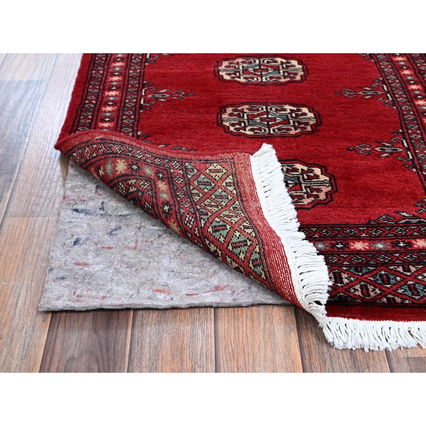 2'2"X6' Crimson Red Princess Bokara Soft Wool Hand Knotted Runner Rug