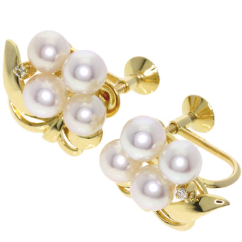 Mikimoto Earring Pearl Pearl Diamond K18 Yellow