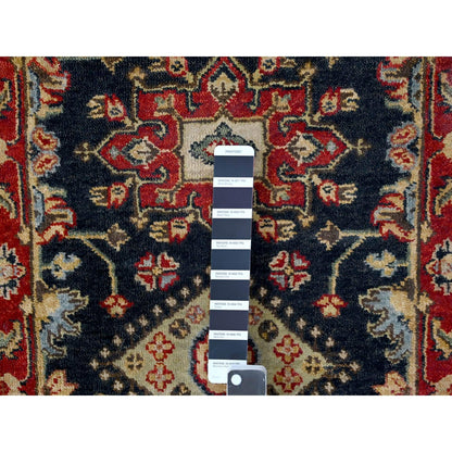 2'1"X3' Black Karjihooz Medallion Design Hand Knotted 100% Wool Mat Rug