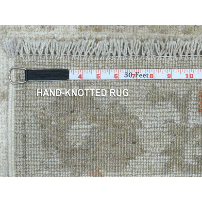 2'5"X13'9" Hand Knotted Gray Angora Ushak Organic Wool Xl Runner Rug