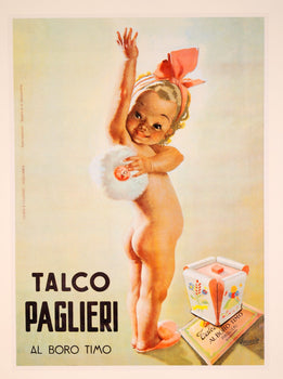 Talco Paglieri Italian Baby Powderby Gino Boccasile Vintage Poster  C1950