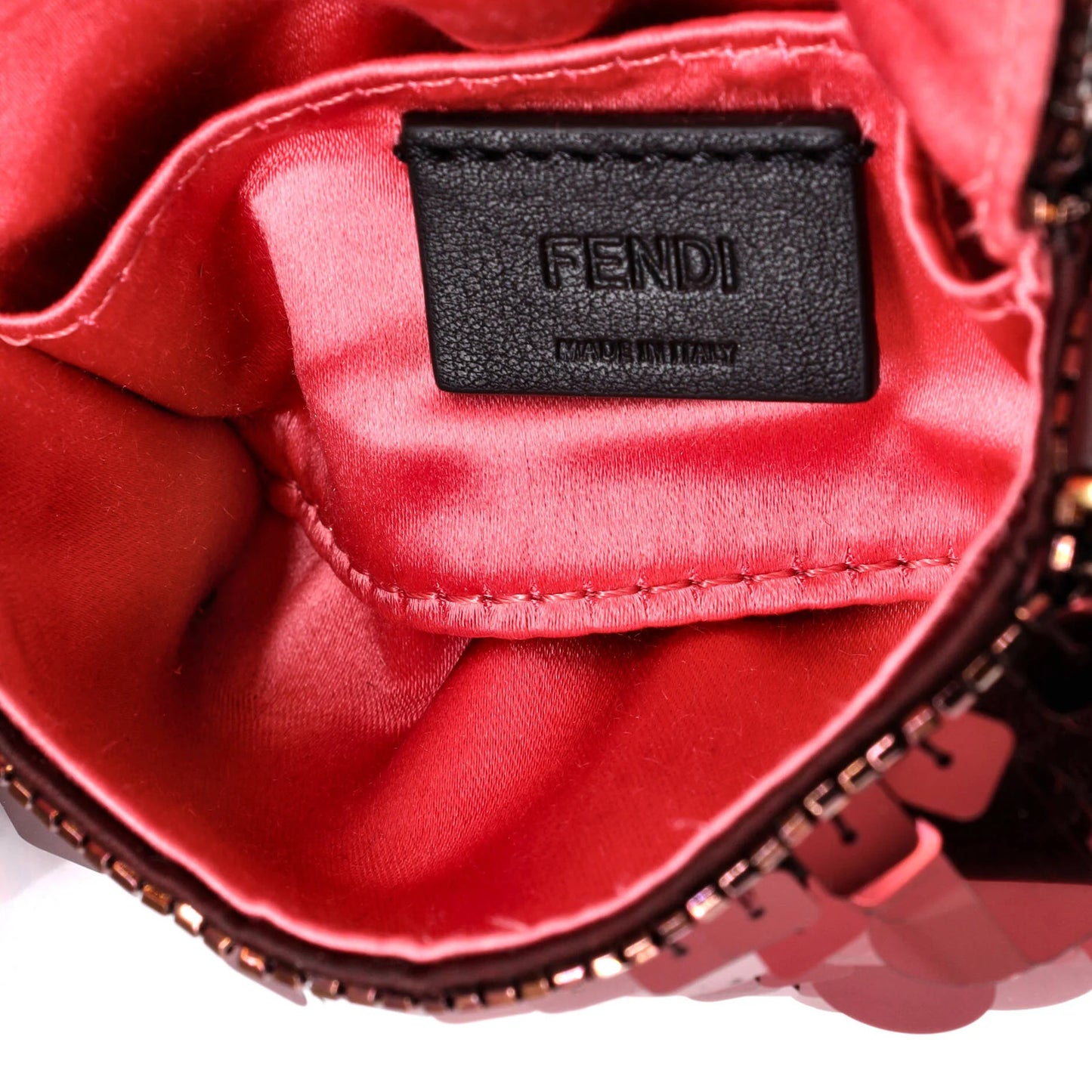 Fendi Chain Baguette Charm Bag Sequins Nano