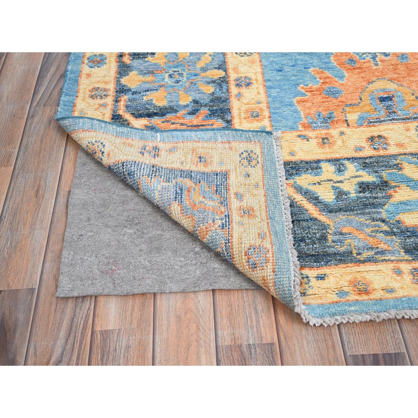 8'4"X10'5" Bonnie Blue Hand Knotted All Natural Wool Oushak Oriental Rug
