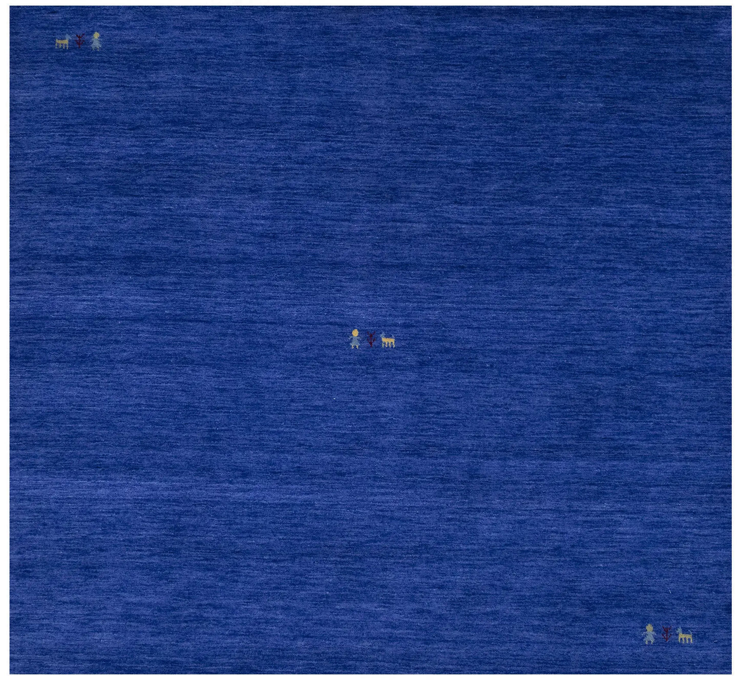 Modern Royal Blue Gabbeh Square Rug Tribal Design