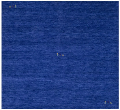 Modern Royal Blue Gabbeh Square Rug Tribal Design