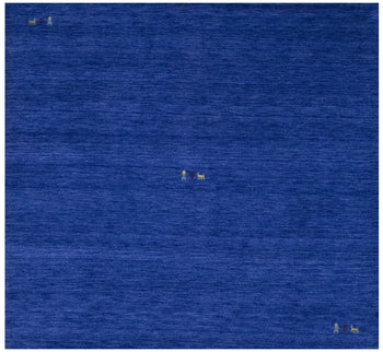 Modern Royal Blue Gabbeh Square Rug Tribal Design
