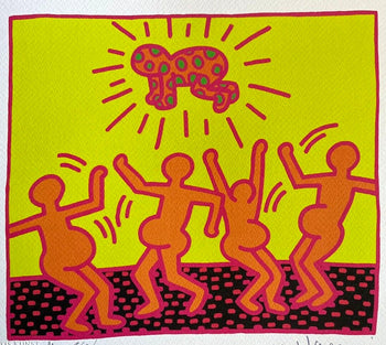 Keith Haring Lithograph Certified Coa Signed Numbered 180 Ex
