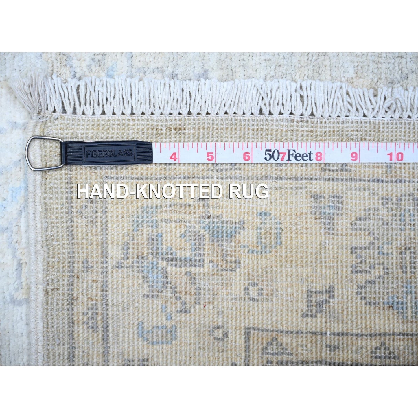 2'6"X12'2" Gray Goose Washed Out Peshawar Wool Hand Knotted Runner Rug