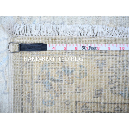 2'6"X12'2" Gray Goose Washed Out Peshawar Wool Hand Knotted Runner Rug