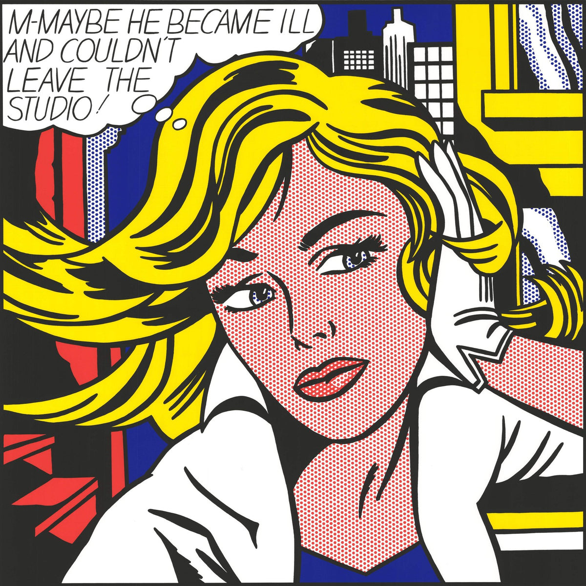 ROY LICHTENSTEIN M...Maybe 55" x 39.5" Serigraph 1979 Pop Art Yellow Multicolor