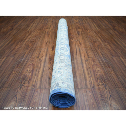 5'10"X9'1" Sapphire Blue Pure Wool Hand Knotted Finer Peshawar Rug