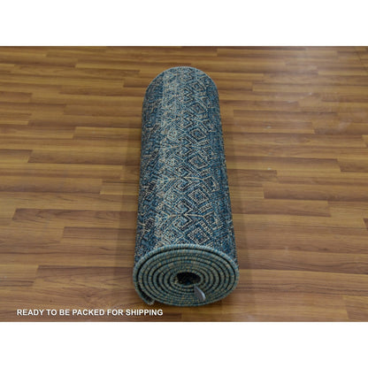 2'5"X12' Blue Kohinoor Herrita Design 100% Wool Hand Knotted Runner Rug