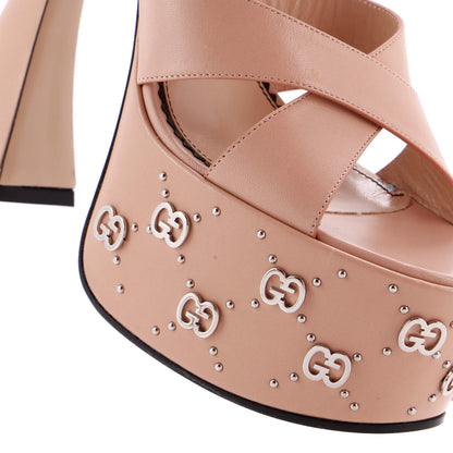 Gucci Women'S Janaya Gg Studded Platform Sandals Leather