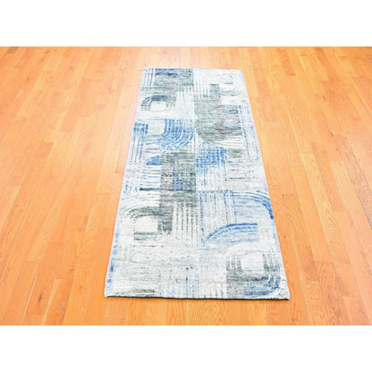 2'8"X6'1" The Intertwined Passage Handmade Silk & Text Wool Runner Rug