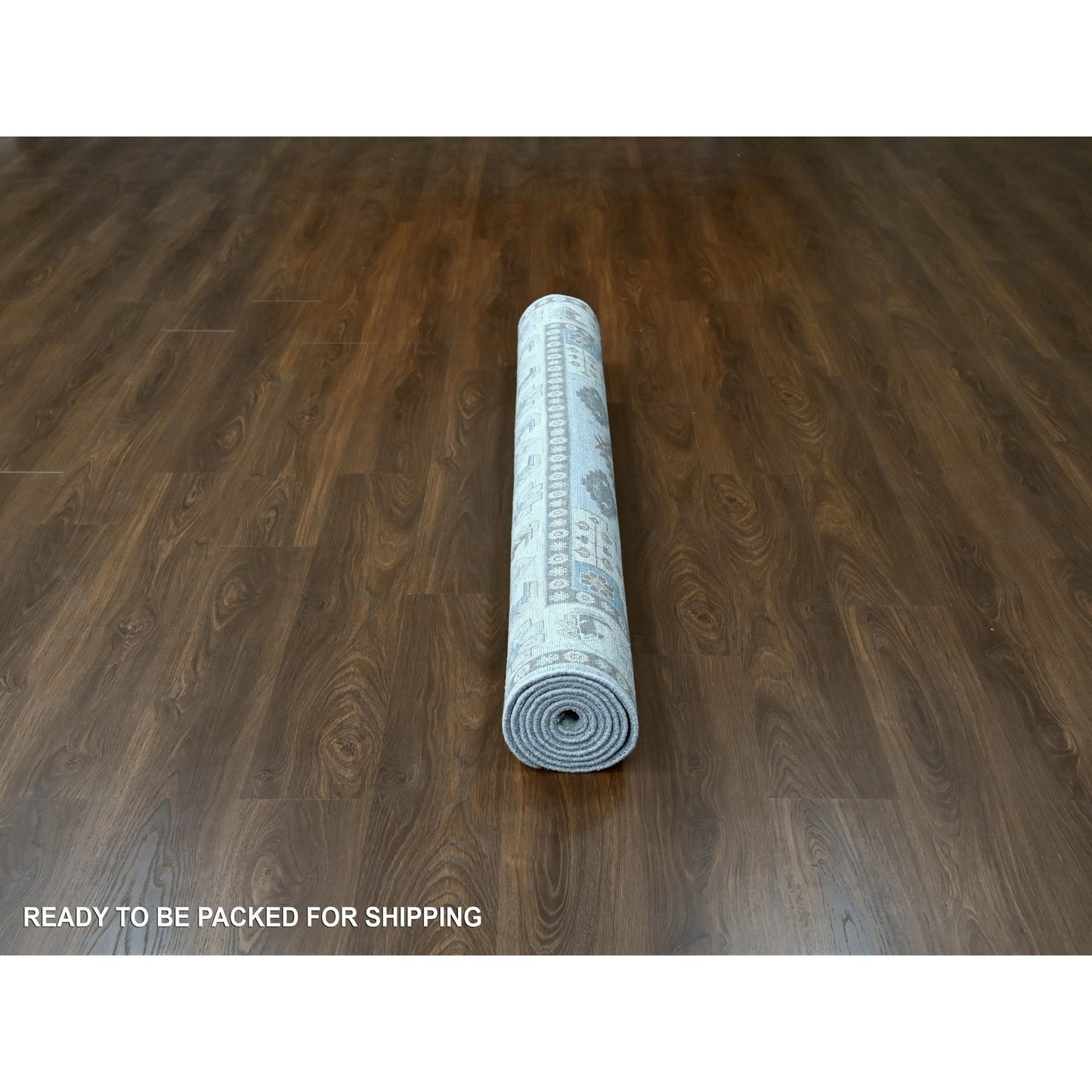 6'2"X9'1" Gray Zoroastrian Village Inspired Pure Wool Hand Knotted Rug