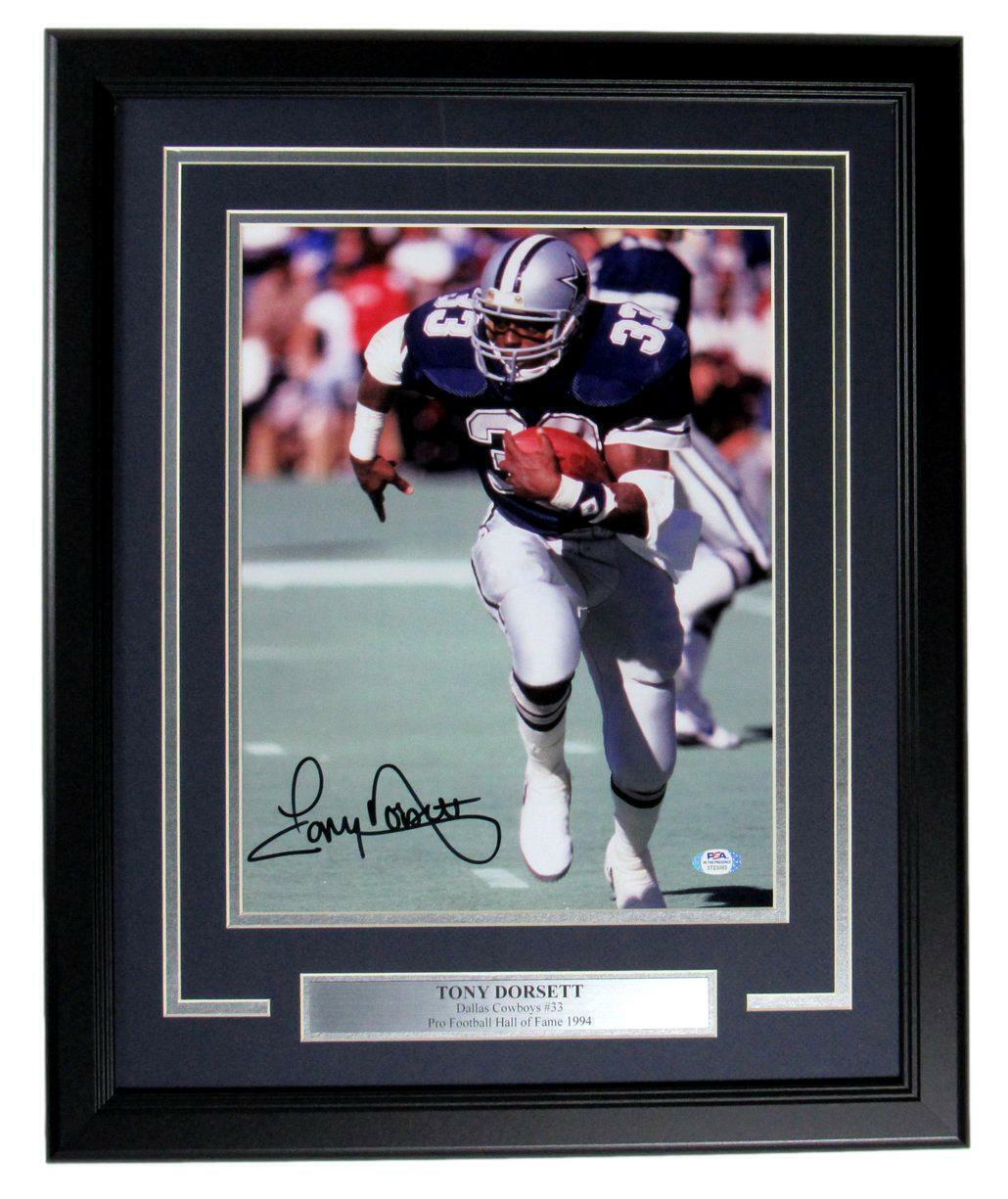 164030 Tony Dorsett HOF Cowboys Signed/ Autographed 11x14 Photo Framed PSA/ DNA