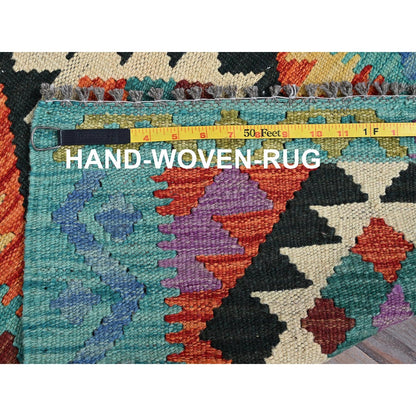 2'1"X2'8" Orange Flat Weave Afghan Kilim Pure Wool Hand Woven Mat Rug