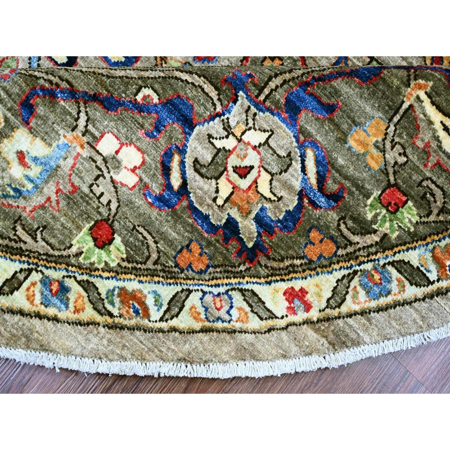 8'X8' Gray Bijar Garus Design Aryana Grade Hand Knotted Wool Round Rug