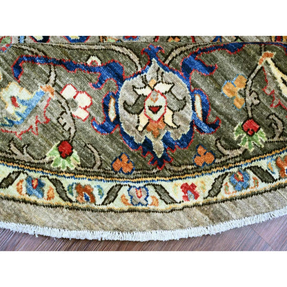 8'X8' Gray Bijar Garus Design Aryana Grade Hand Knotted Wool Round Rug