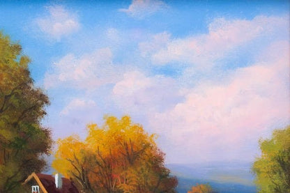 Peter Paul Oil Painting Country Path Landscape Cottage Signed F2 W/ Frame