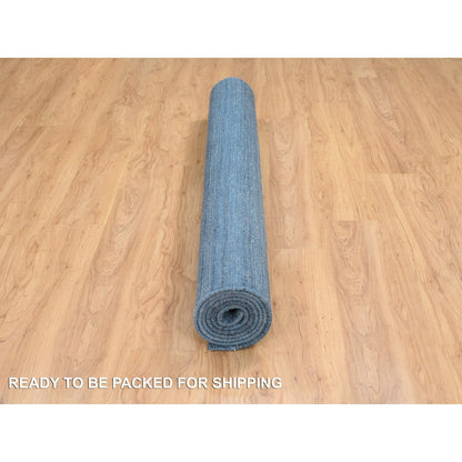 6'X9' Denim Blue Pure Wool Hand Loomed Modern Design Oriental Rug
