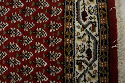 Hand-Knotted Wool Oriental Runner Rug Red Allover