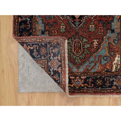 2'7"X6'1" Red Antiqued Heris Re-Creation All Wool Hand Knotted Runner Rug