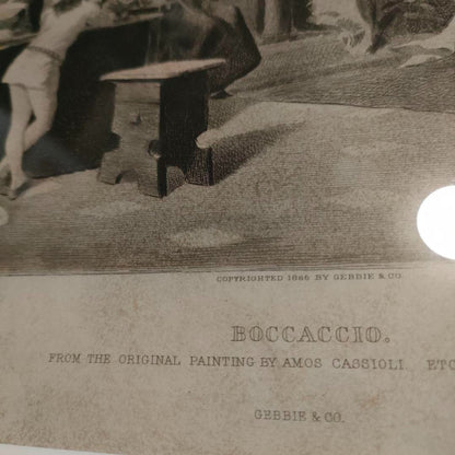 Antique 1886 Etching Boccaccio After Amos Cassioli By J.S. King  Gebbie & Co.