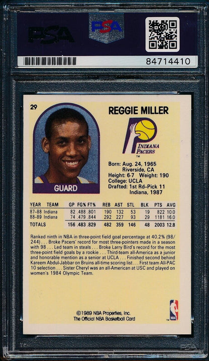 Reggie Miller 1989 HOF Hoops Pacers Authentic Card #29 Signed PSA DNA 176339