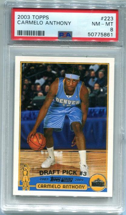 Carmelo Anthony Topps#223 Rookie (Psa Nm-Mt 8) Card