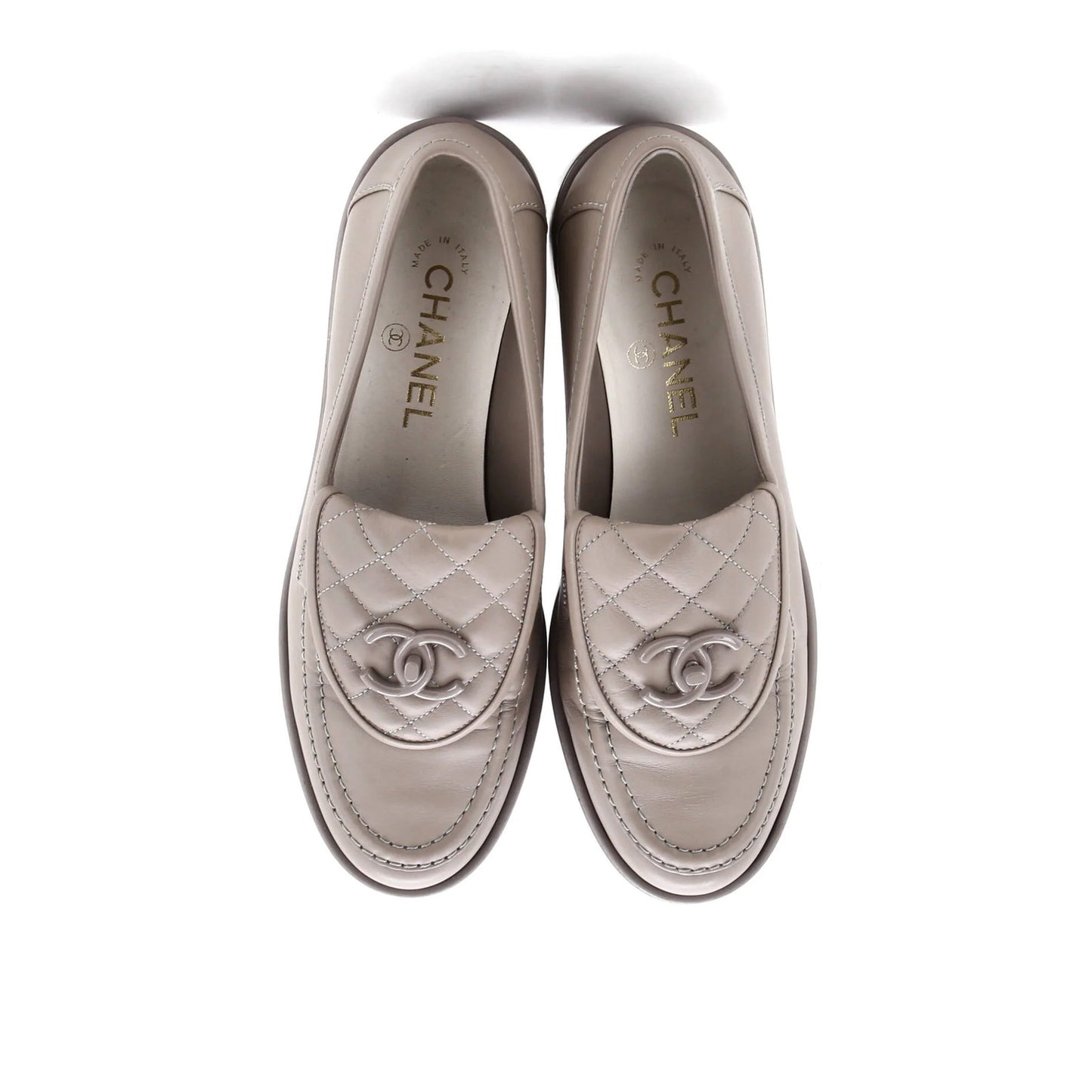 Chanel Women'S Cc Loafers Quilted Leather