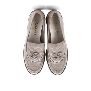 Chanel Women'S Cc Loafers Quilted Leather