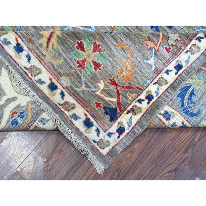 8'1"X10' Gray Aryana Ziegler Mahal Hand Knotted Shiny Wool Oriental Rug