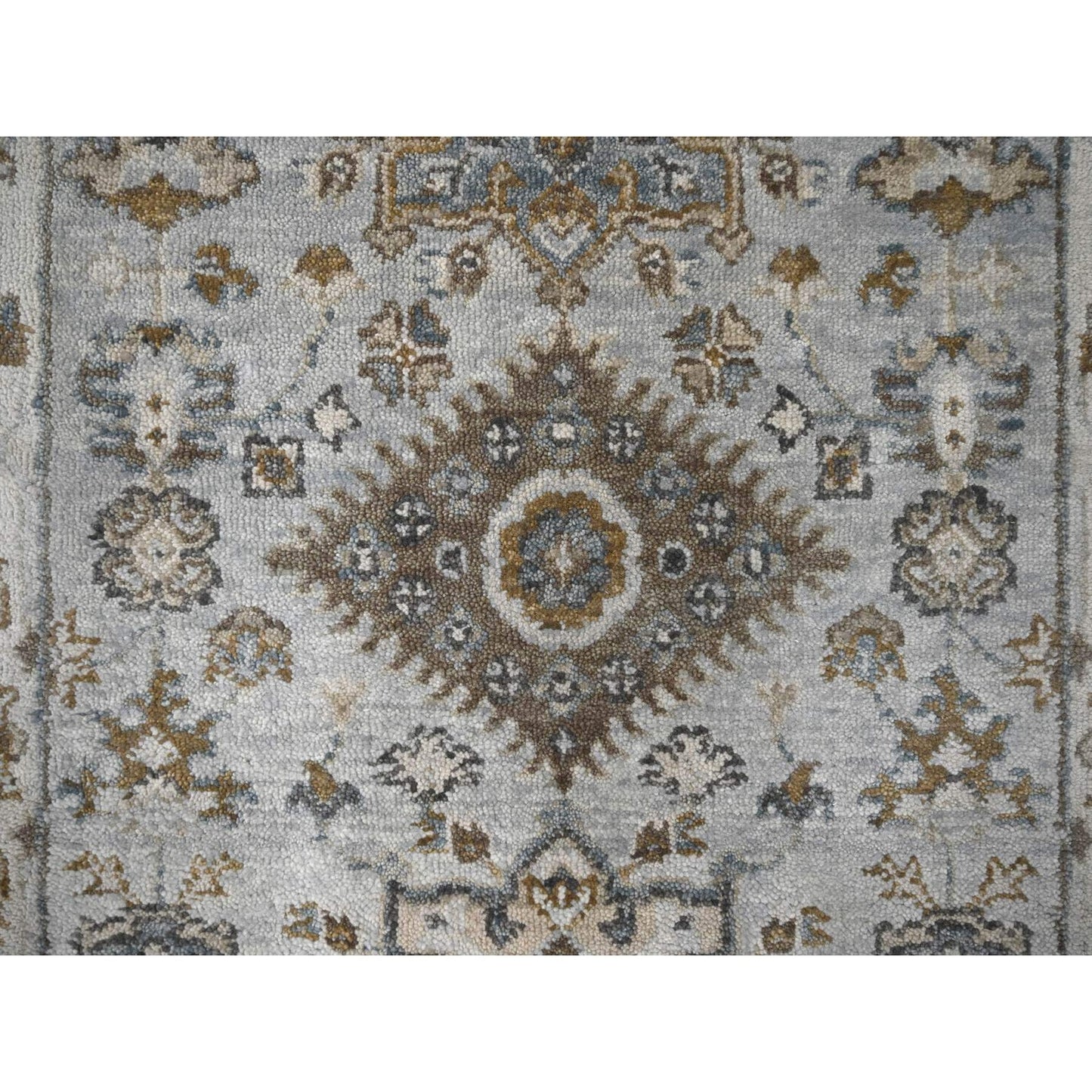 2'7"X25'10" Cloud Gray Hand Knotted Karjihooz Design Wool Xl Runner Rug