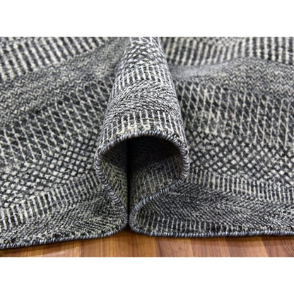 10'X10' Gray Undyed Wool Hand Knotted Grass Design Round Oriental Rug