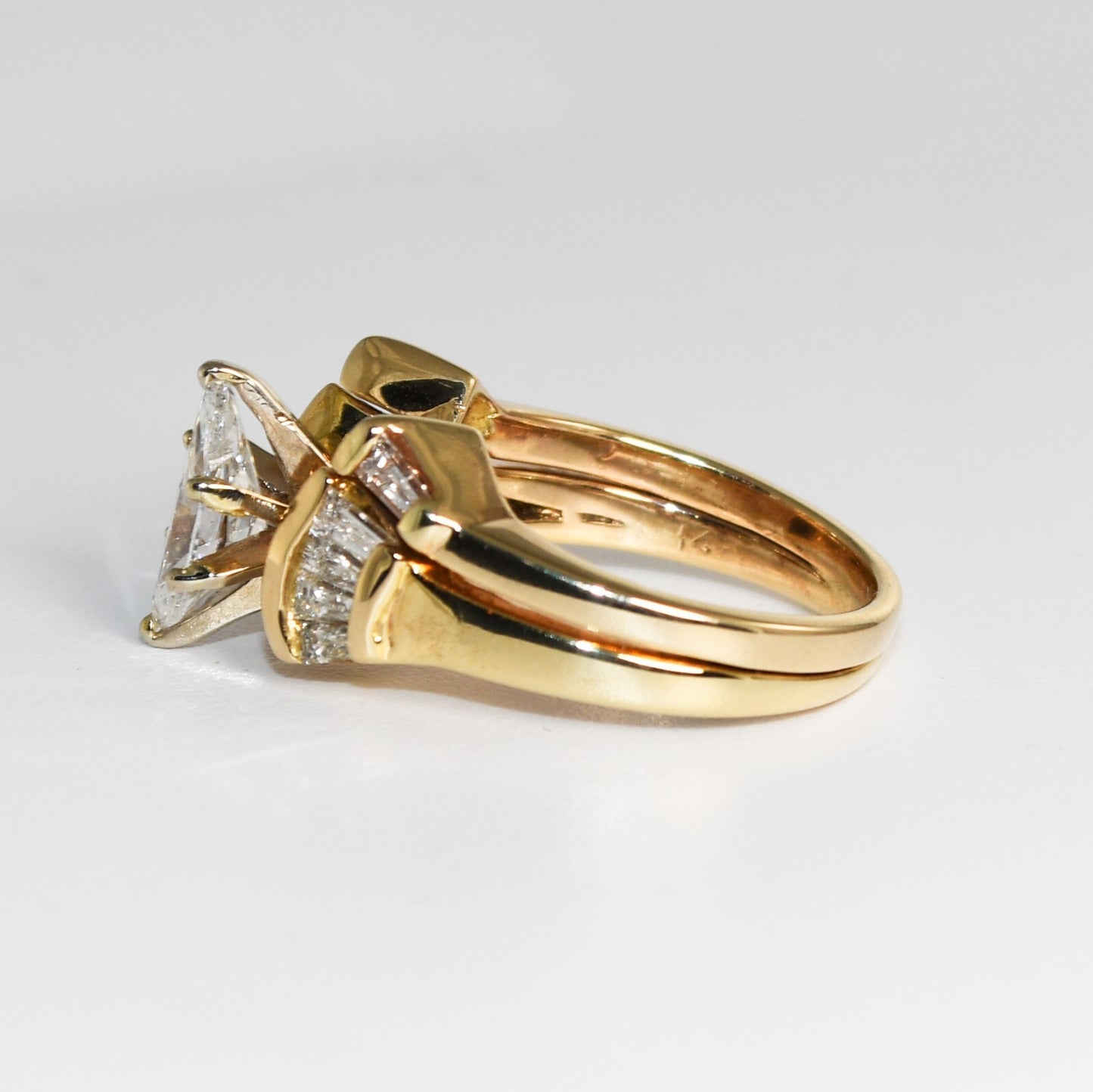 14K Yellow Gold Engagement Ring Set With 1.01Ct