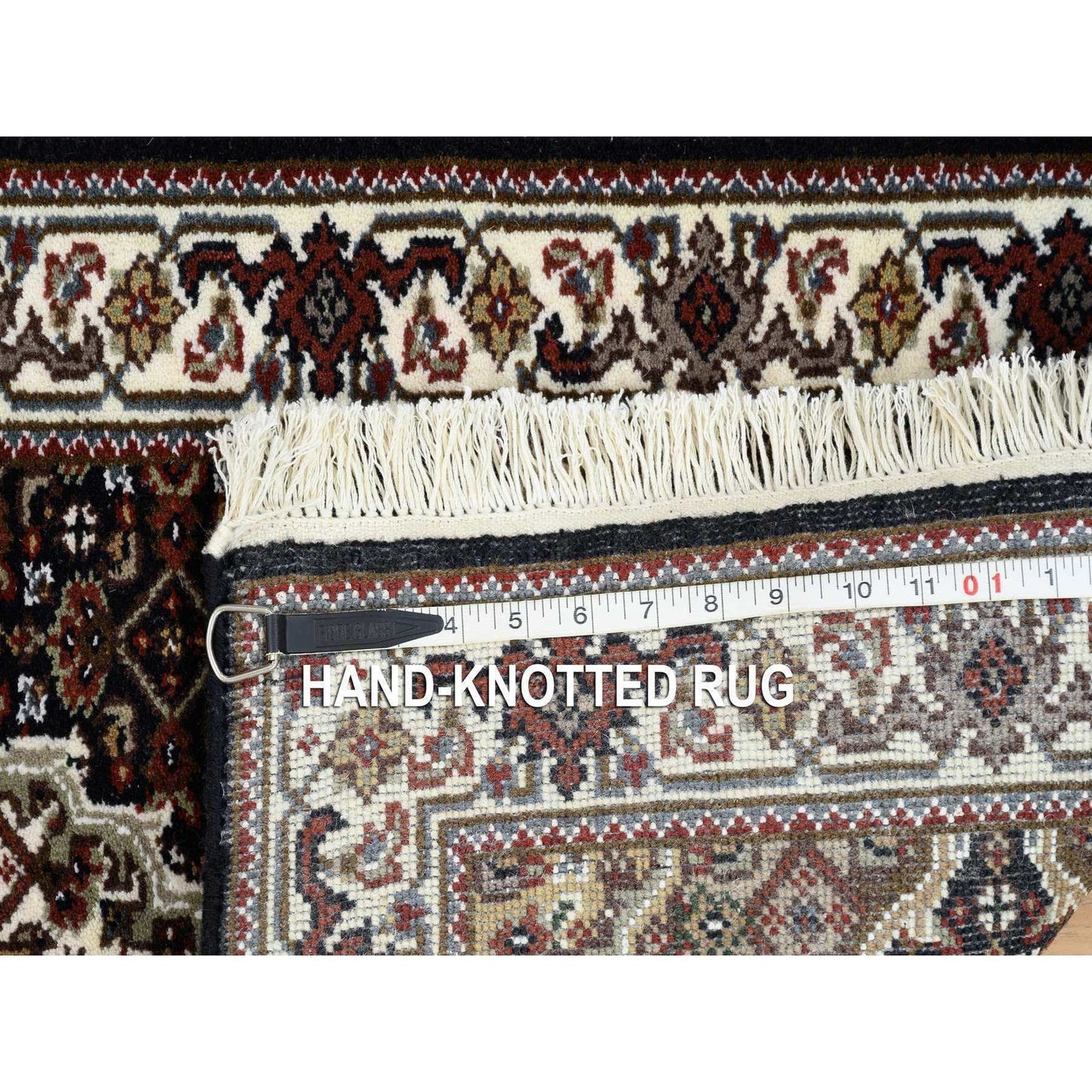 2'X8'1" Black Tebraz Mahi 175 Kpsi Pure Wool Hand Knotted Runner Rug