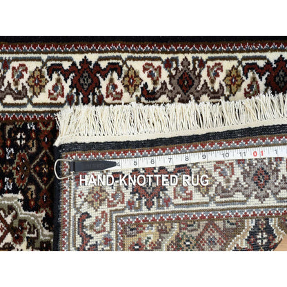 2'X8'1" Black Tebraz Mahi 175 Kpsi Pure Wool Hand Knotted Runner Rug