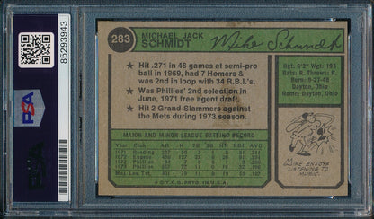 1974 Topps Mike Schmidt Phillies Card #283 Signed