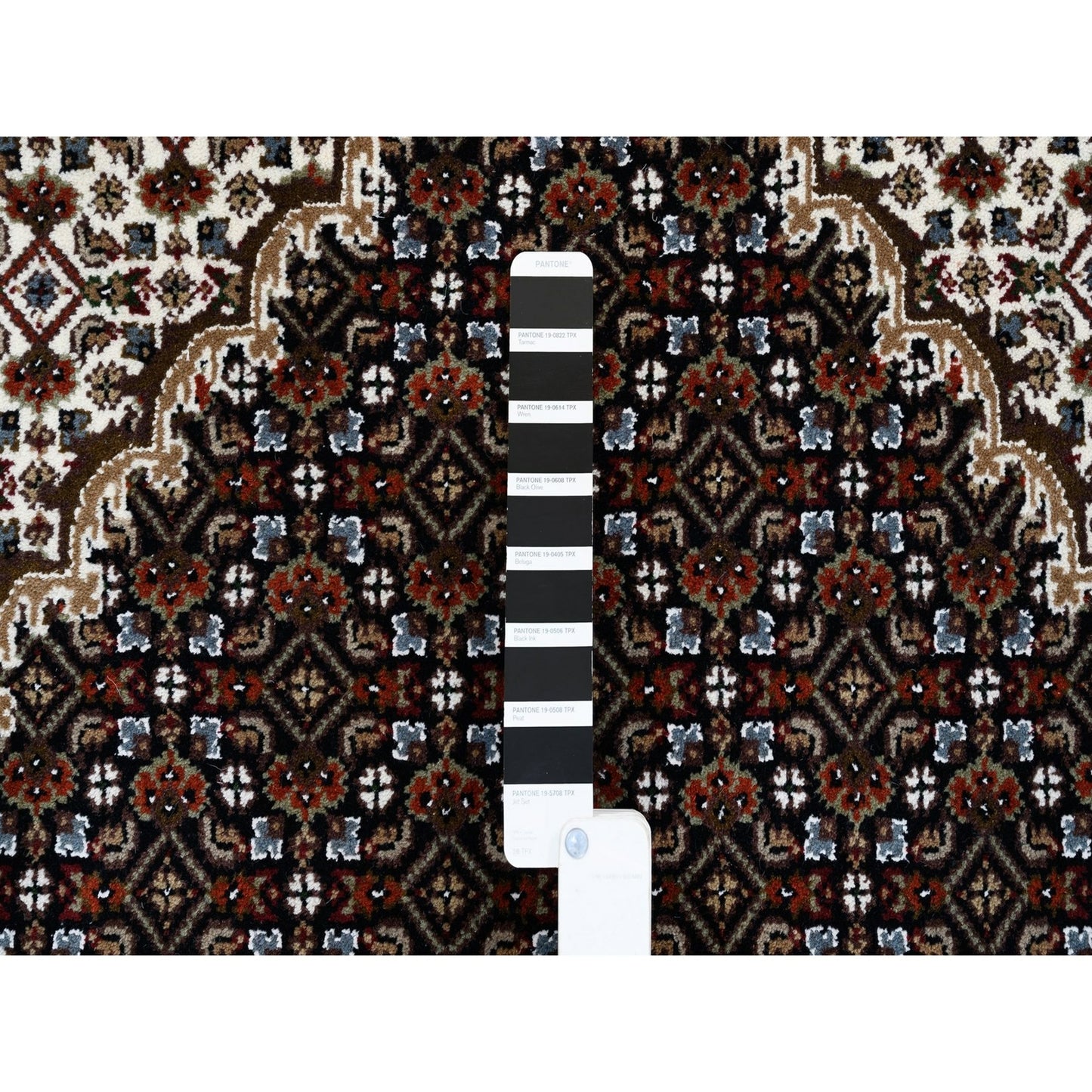 3'10"X10'4" Wool And Silk Black Tebraz Mahi Hand Knotted Wide Runner Rug