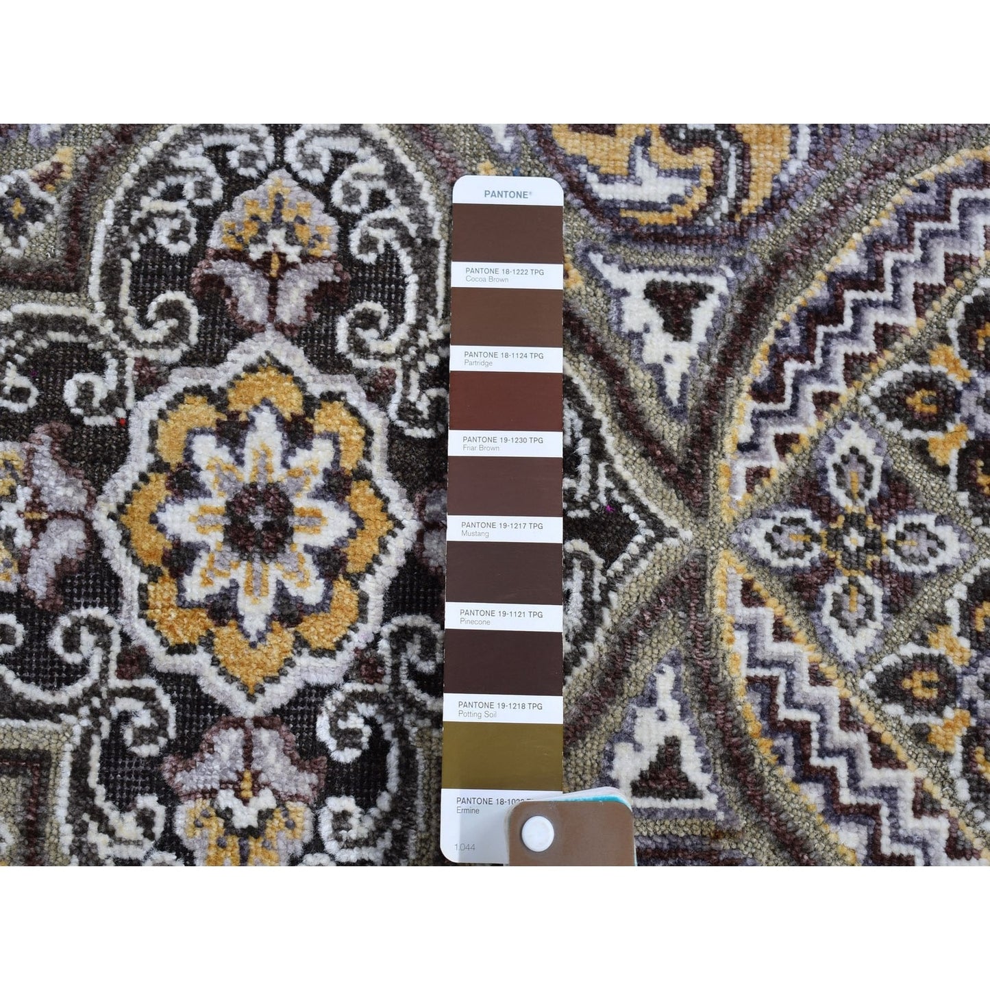 2'6"X12'3" Textured Wool And Silk Mughal Inspired Medallions Design Rug