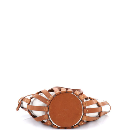 Saint Laurent Beatrix Panier Cut Out Tote Canvas With Leather