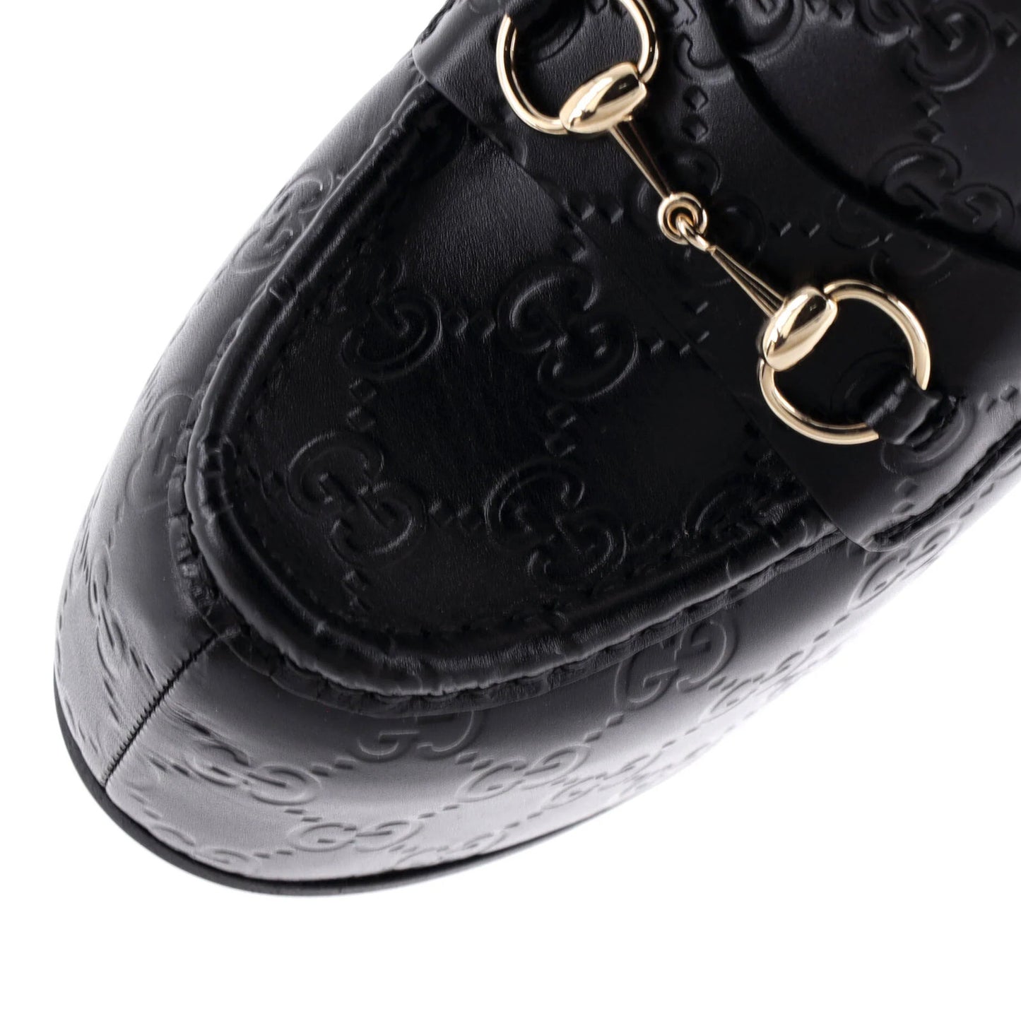 Gucci Women'S Horsebit Platform Slingback Loafer Pumps Gg Embossed Leather