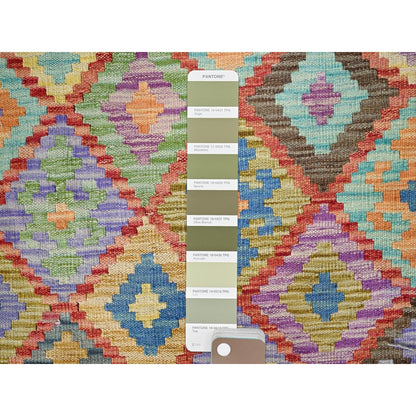 10'7"X14' Colorful Extra Soft Wool Afghan Kilim Hand Woven Oriental Rug