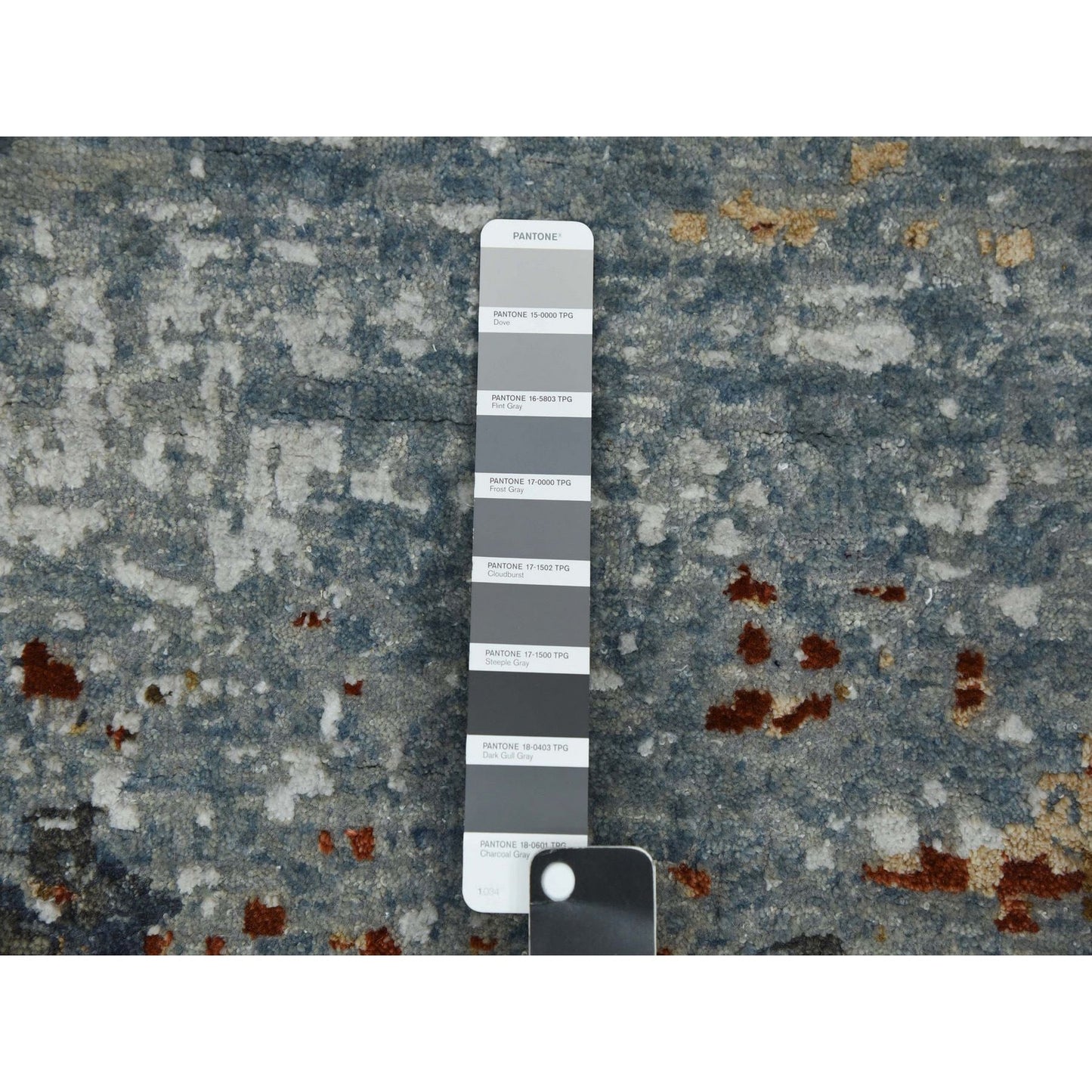 4'X10' Black Coral Abstract Design Wool Hand Knotted Wide Runner Rug