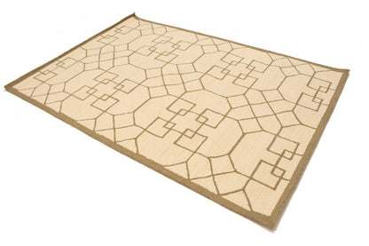 Cream Geometric Design Hand-Tufted Modern Wool