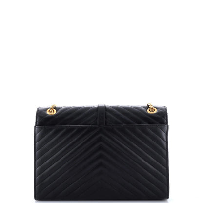 Saint Laurent Classic Monogram Envelope Satchel Matelasse Chevron Leather Large